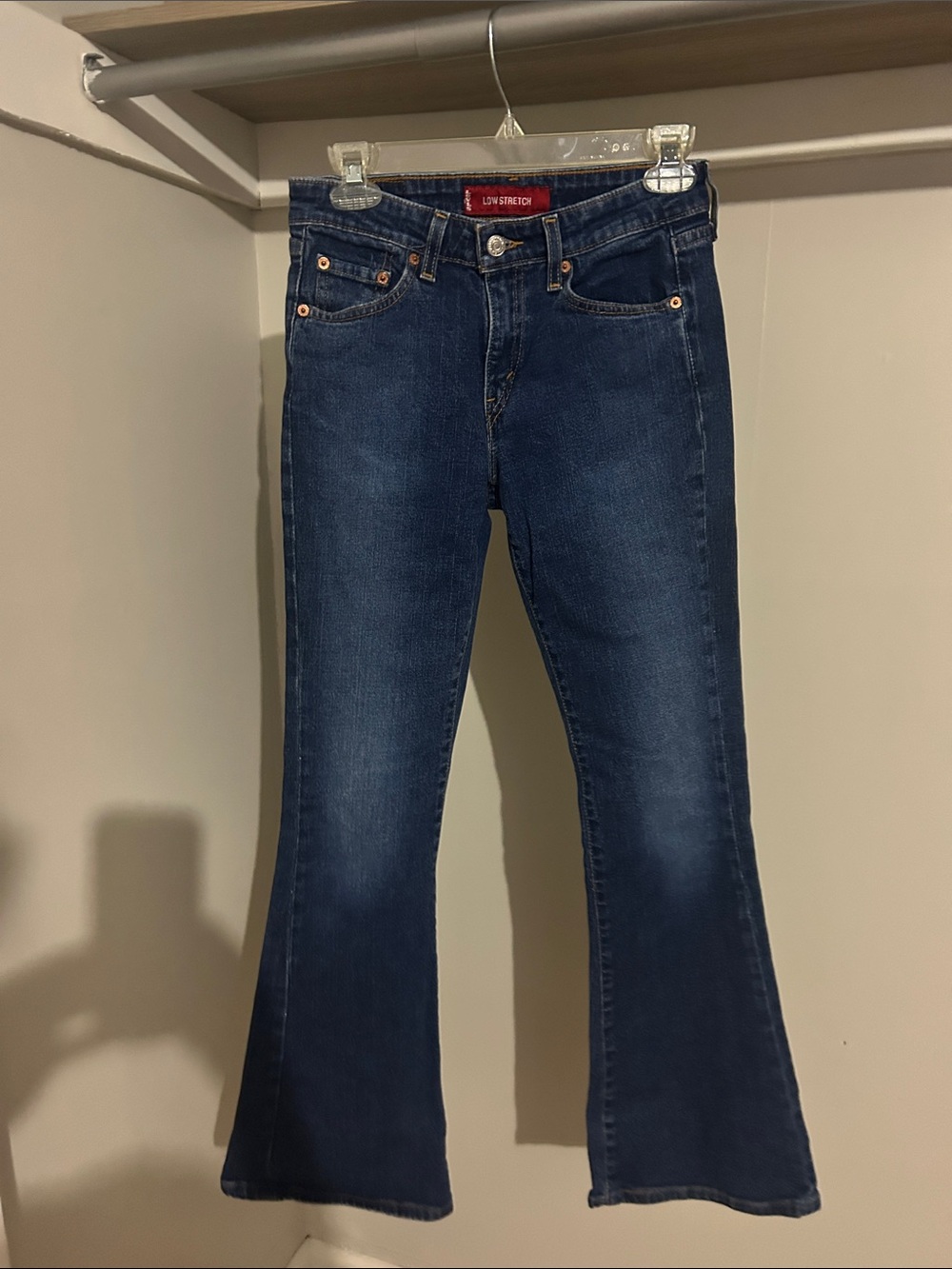Dark Blue Levi’s Stretch Flare Jeans-Womens